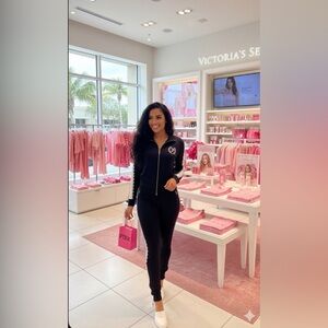 Pink Victoria secret Women’s outfit size XS like new Conditon black & white